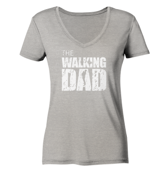 Ladies Organic V-Neck Shirt - The Walking Dad - Trage DAD2 - L - Heather Grey S front light