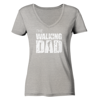 Ladies Organic V-Neck Shirt - The Walking Dad - Trage DAD2 - L - Heather Grey S front light