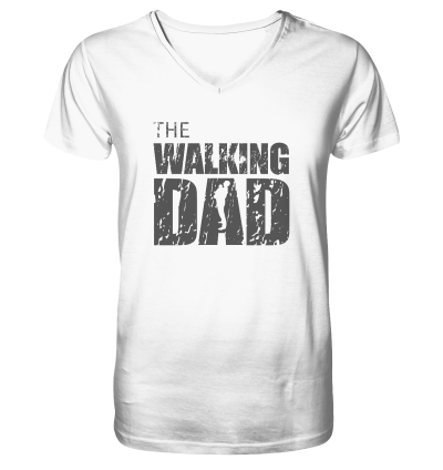 Organic V-Neck Shirt - The Walking Dad - Trage DAD2 - D Organic V-Neck Shirt - The Walking Dad - Trage DAD2 - D - White S front dark