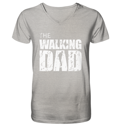 Organic V-Neck Shirt - The Walking Dad - Trage DAD2 - L - Heather Grey S front light