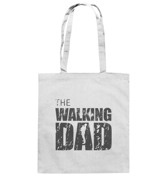 Baumwolltasche - The Walking Dad - Trage DAD2 - D - White ca  38x42 front dark