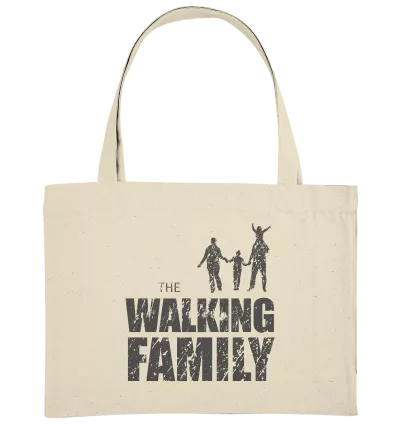Organic Shopping Bag - The Walking Family - FAMILY1 - D - Natural ca  49x37 front dark