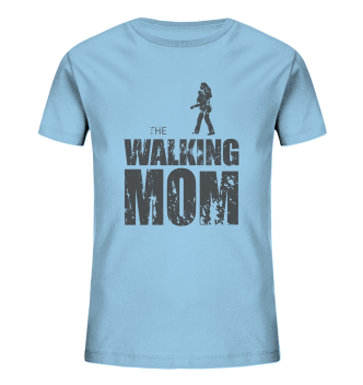 Kids Organic Shirt - The Walking Mom - Trage MOM1 - D - Sky Blue 98104 3-4 front dark