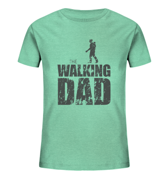Kids Organic Shirt - The Walking Dad -  Trage DAD1 - D - Mid Heather Green 98104 3-4 front dark