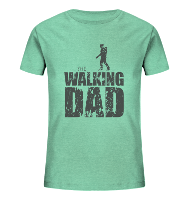 Kids Organic Shirt - The Walking Dad -  Trage DAD1 - D - Mid Heather Green 98104 3-4 front dark