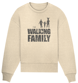 Organic Oversize Sweatshirt - The Walking Family - FAMILY1 - D - Natural Raw S front dark