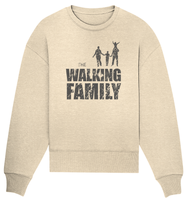 Organic Oversize Sweatshirt - The Walking Family - FAMILY1 - D - Natural Raw S front dark