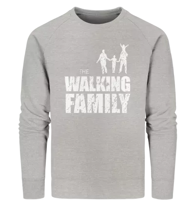 Organic Sweatshirt - The Walking Family - FAMILY1 - L - Heather Grey S front light