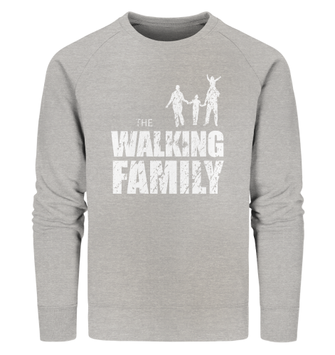 Organic Sweatshirt - The Walking Family - FAMILY1 - L - Heather Grey S front light