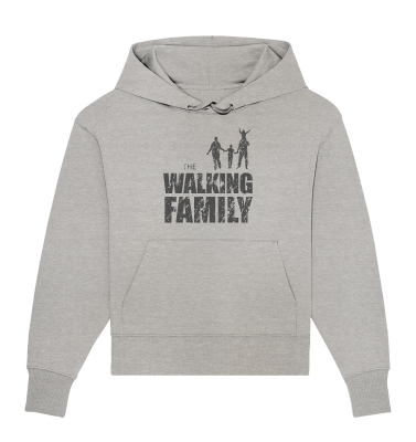 Organic Oversize Hoodie - The Walking Family - FAMILY1 - D - Heather Grey S front dark