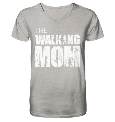 Organic V-Neck Shirt - The Walking Mom - Trage MOM3 - Heather Grey S front light