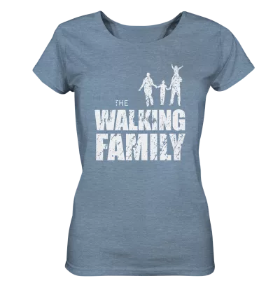 Ladies Organic Shirt  - The Walking Family - FAMILY1 - L - meliert - Mid Heather Blue S front light