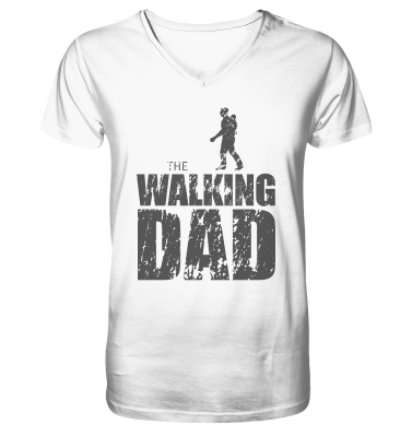 Organic V-Neck Shirt - The Walking Dad - Trage DAD1 - D - White S front dark