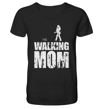 Organic V-Neck Shirt - The Walking Mom - Trage MOM1 - L - Black S front light Organic V-Neck Shirt - The Walking Mom - Trage MOM1 - L - Black S front light