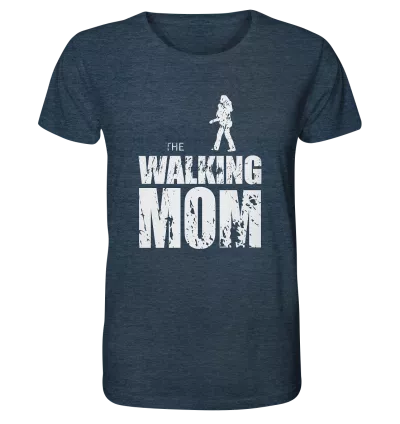 Organic Shirt - The Walking Mom - Trage MOM1 - L - meliert - Dark Heather Blue XS front light