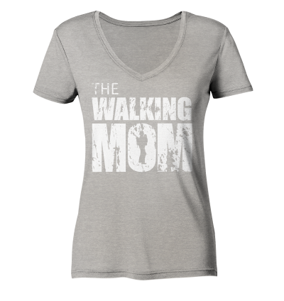 Ladies Organic V-Neck Shirt - The Walking Mom - Trage MOM2 - L - Heather Grey S front light