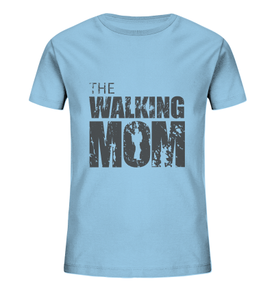 Kids Organic Shirt - The Walking Mom - Trage MOM2 - D - Sky Blue 98104 3-4 front dark