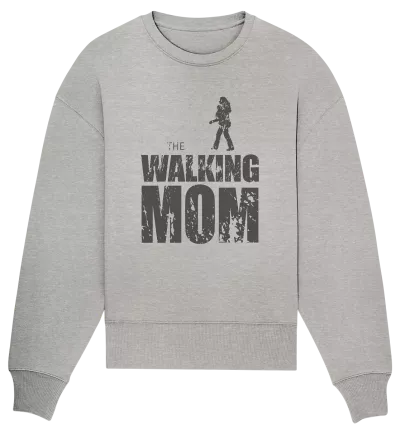 Organic Oversize Sweatshirt - The Walking Mom - Trage MOM1 - D - Heather Grey S front dark