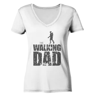 Ladies Organic V-Neck Shirt - The Walking Dad - Trage DAD1 - D - White S front dark