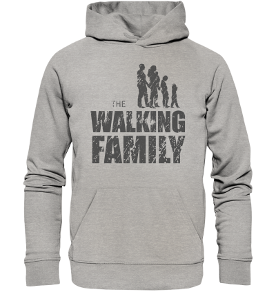 Organic Hoodie - The Walking Family - FAMILY2-D - Heather Grey XS front dark
