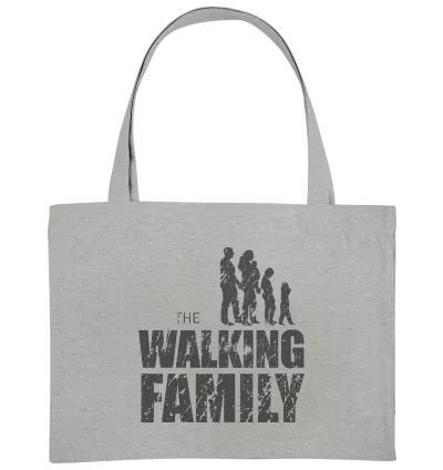 Organic Shoppping Bag - The Walking Family - FAMILY2-D - Heather Grey ca  49x37 front dark