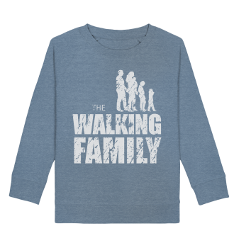 Kids Organic Sweatshirt - The Walking Family - FAMILY2 - Mid Heather Blue 98104 3-4 front light