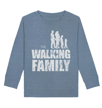 Kids Organic Sweatshirt - The Walking Family - FAMILY2 - Mid Heather Blue 98104 3-4 front light