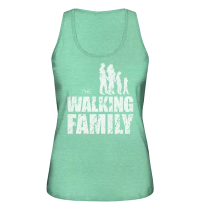 Ladies Organic Tank-Top - The Walking Family - FAMILY2 - Mid Heather Green S front light