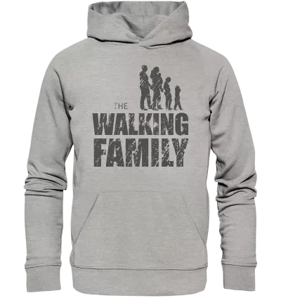Organic Basic Hoodie - The Walking Family - FAMILY2-D - Heather Grey XS front dark