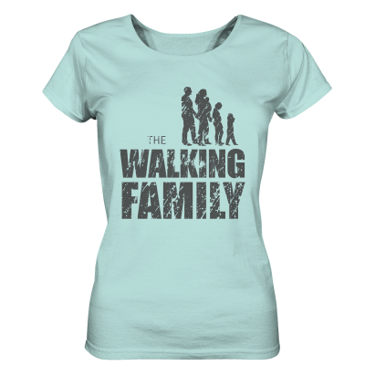 Ladies Organic Shirt - The Walking Family - Top 2 -D - Caribbean Blue S front dark