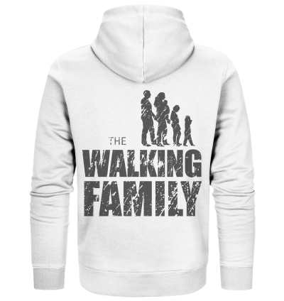 Organic Zipper - The Walking Family - FAMILY2-D - White S back dark