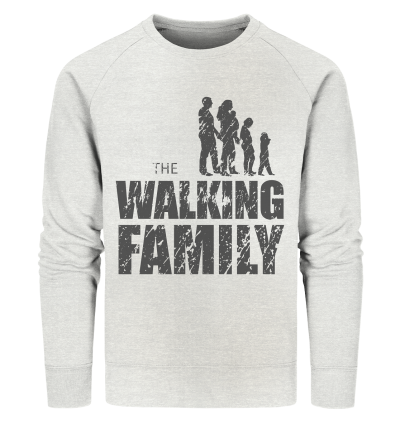 Organic Sweatshirt - The Walking Family - Family2-D - Cream Heather Grey XS front dark