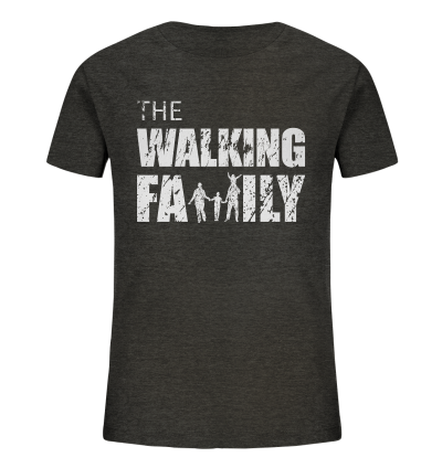 Kids Organic Shirt - The Walking Family - FAMILY3 - Dark Heather Grey 98104 3-4 front light