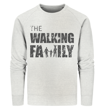 Organic Sweatshirt - The Walking Family - FAMILY3-D - Cream Heather Grey XS front dark