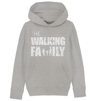 Kids Organic Hoodie - The Walking Family - FAMILY3 - Heather Grey 110116 5-6 front light