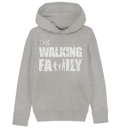 Kids Organic Hoodie - The Walking Family - FAMILY3 - Heather Grey 110116 5-6 front light