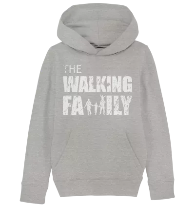 Kids Organic Hoodie - The Walking Family - FAMILY3 - Heather Grey 110116 5-6 front light