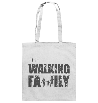 Baumwolltasche - The Walking Family - FAMILY3-D - White ca  38x42 front dark