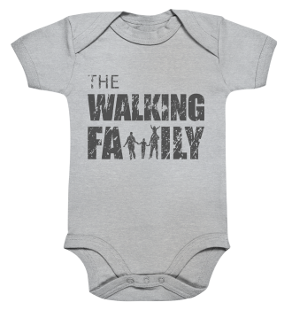 Organic Baby Body - The Walking Family - FAMILY3-D - Heather Grey 0-3M front dark
