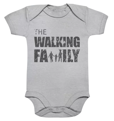 Organic Baby Body - The Walking Family - FAMILY3-D - Heather Grey 0-3M front dark