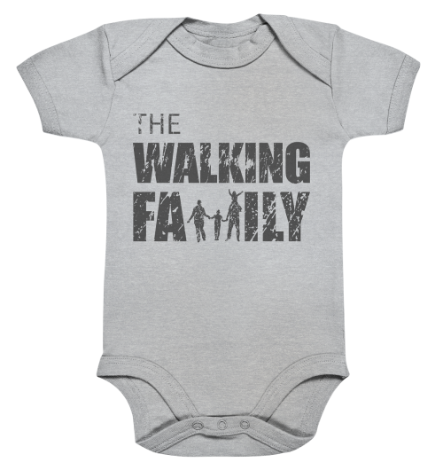 Organic Baby Body - The Walking Family - FAMILY3-D - Heather Grey 0-3M front dark