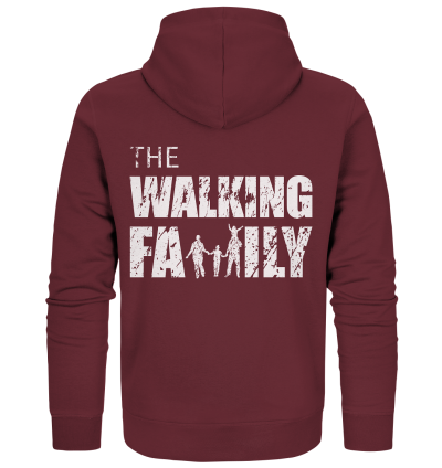 Organic Zipper - The Walking Family - FAMILY3 - Burgundy XS back light