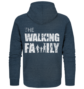 Organic Zipper - The Walking Family - FAMILY3 - Dark Heather Blue XS back light