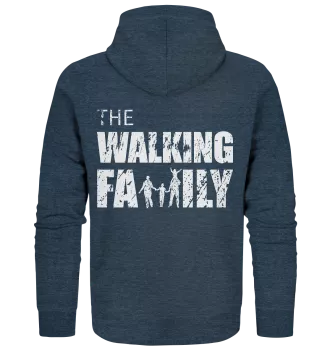 Organic Zipper - The Walking Family - FAMILY3 - Dark Heather Blue XS back light