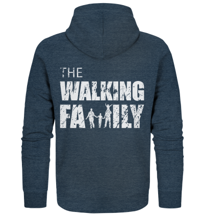 Organic Zipper - The Walking Family - FAMILY3 - Dark Heather Blue XS back light