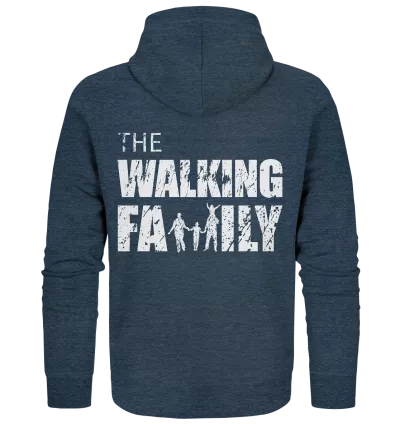Organic Zipper - The Walking Family - FAMILY3 - Dark Heather Blue XS back light