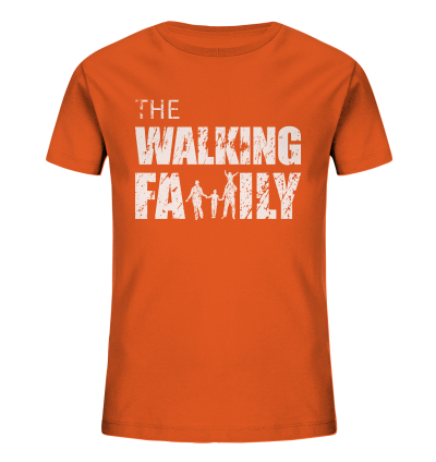 Kids Organic Shirt - The Walking Family - FAMILY3 - Bright Orange 98104 3-4 front light