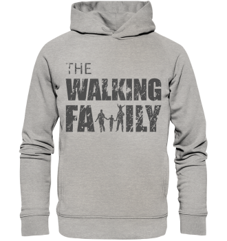 Organic Fashion Hoodie - The Walking Family - FAMILY3-D - Heather Grey XS front dark