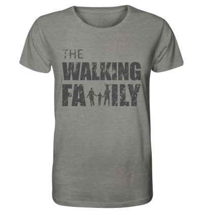Organic Shirt - The Walking Family - FAMILY3-D - meliert - Mid Heather Grey XS front dark