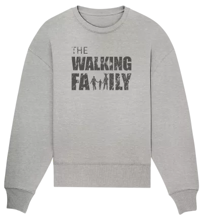 Organic Oversize Sweatshirt - The Walking Family - FAMILY3-D - Heather Grey S front dark